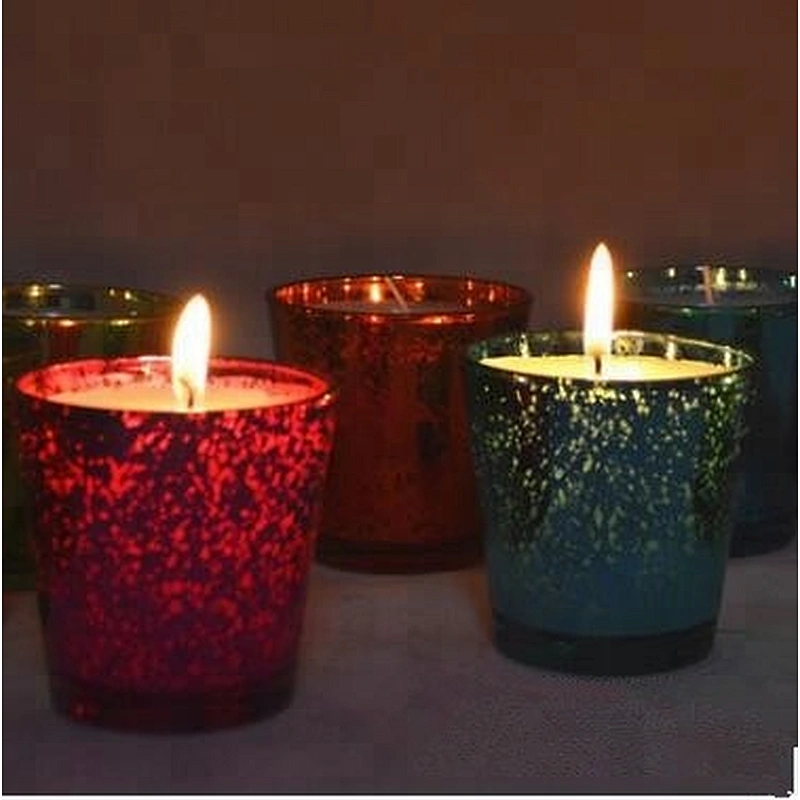 Wholesale Elegant Decorative Tea Cup Glass Candle Holder With Electroplating