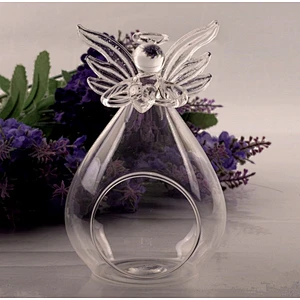 Clear Glass Angel Tealight Candle Holder for Wedding Dinner Christmas Decoration