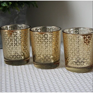 Plated Glass Votive Tealight Candle Holders for Weddings, Parties and Home Decoration
