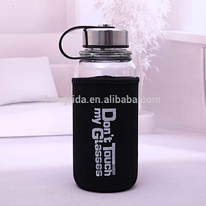 Top Quality Borosilicate Glass Bottle 25 oz with Stainless Steel Leak-proof Cap, Nylon Sleeve
