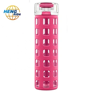 560ml Glass Water Bottle with Handle Lid and Plastic sleeve