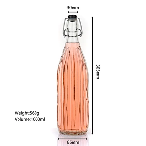 1000ml vertical stripe  pattern soft drink bottle beer bottle with swing lid