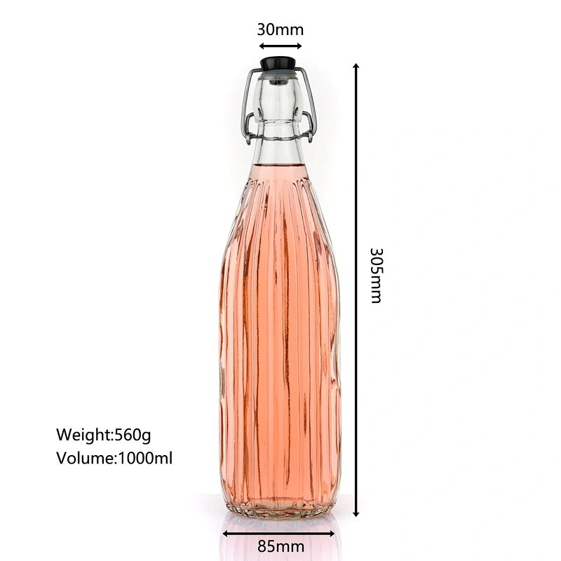 1000ml vertical stripe  pattern soft drink bottle beer bottle with swing lid
