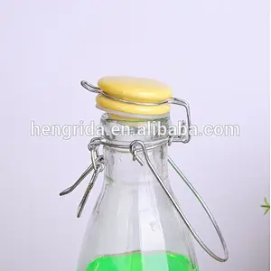 500ml 1000ml clear glass milk bottle with ceramic cap and handle