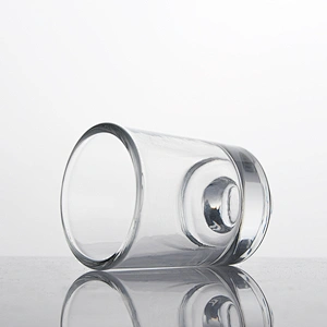 Cylindrical transparent glass candlestick