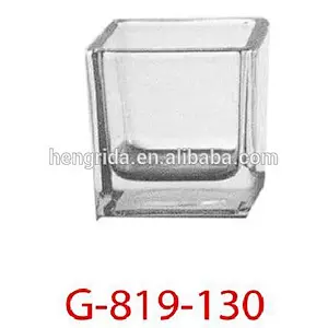wholesale square clear home decoration glass candle holders
