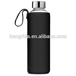 5oz/10oz/16oz/18oz glass drinking bottle with metal lid and sleeve for water juice and beverage