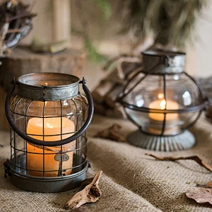 Factory price Antique Outdoor indoor Decorative Hanging Candle Lantern with flameless led candle
