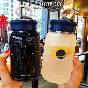 Wholesale 460ml hot-selling matte glass bottle with mobile phone holder