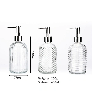 400ml Clear Round Shape Glass Bottle with Sprayer for Liquid Soap