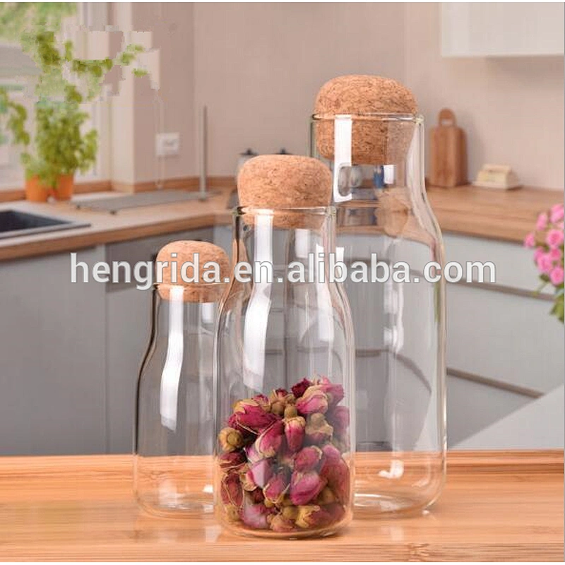 150ml 300ml 600ml borosilicate glass milk bottle with cork