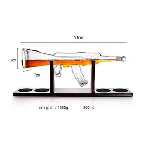 Eco-friendly Amazon Handmade AK47 gun shape glass bottle whiskey decanter glass sets