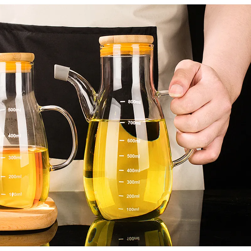 Eco-friendly lead free 500ml 650ml cooking olive oil glass storage bottle, Vinegar Bottle Dispenser with Cork