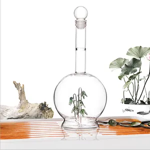 500ml Borosilicate  geometric Glass Wine Bottle With glass stopper