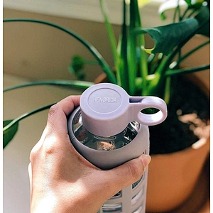 360ml Sport Glass Water Bottle with Handle Lid and Plastic sleeve