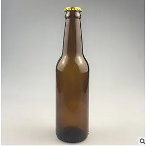 Factory Direct Wholesale 330ml Lead Free Amber Beer Glass Bottle With Branded Crown Cap