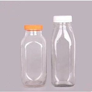 10oz/16oz/Transparent Square Leak-proof Milk Glass Bottle with Tamperproof Cap