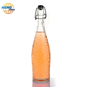 1000ml glass bottle of fruit juice/milk/beer with hammer pattern