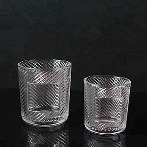 Wholesale High quality Clear Cylinder Glass Candle Holder with stripe/ Tealight Candle Holder for wedding or party decoration