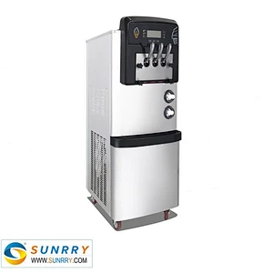 Move conveniently floor 3 flavors industrial soft ice cream vending machine with cone dispenser