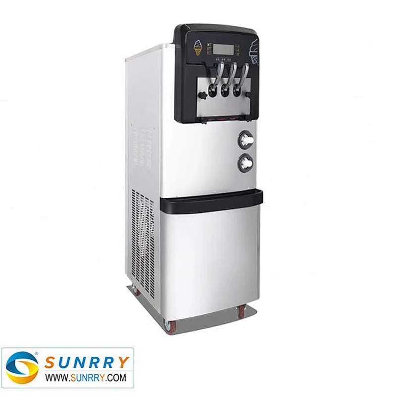 Move conveniently floor 3 flavors industrial soft ice cream vending machine with cone dispenser