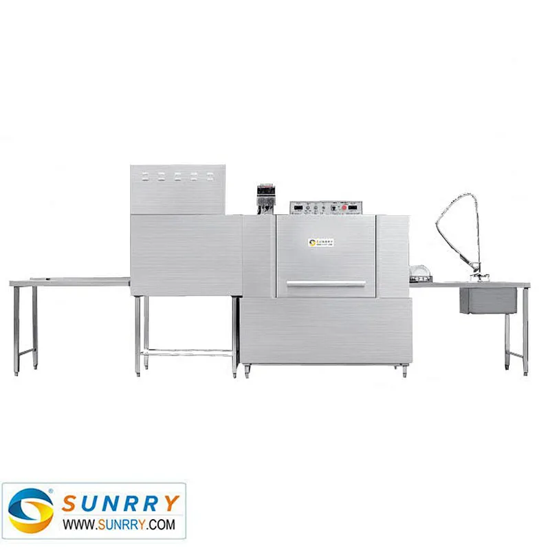 Best quality and price dishwasher machine with double spray tunnel type and single dryer for sale