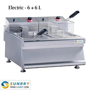 Commercial Electric Propane Deep Fryer Double 6 Liters Frying Machine For Fries (SY-TF600TA SUNRRY)