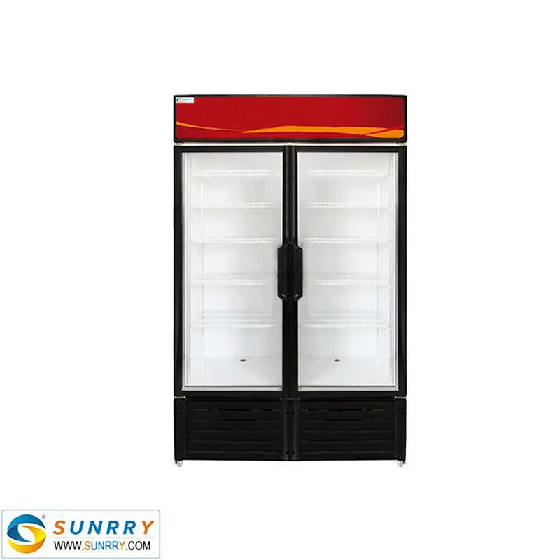 Popular Fan Cooling Convenience Store 2 Door Beverage Display Cooler and Beverage Display Refrigerator