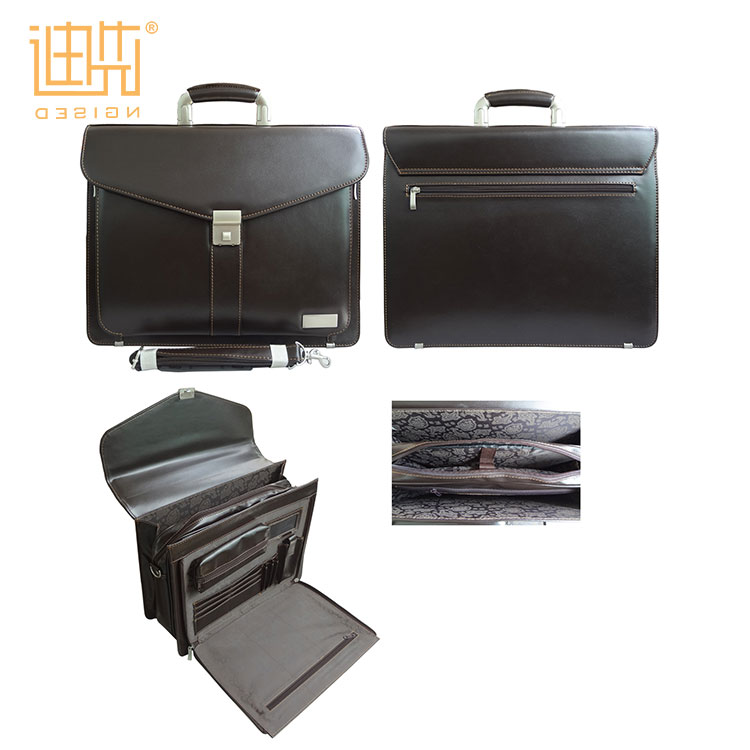 China bag manufacture business bag briefcase for man hot sell high quality PU brown leather briefcase