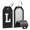 Hot Seller PU Leather Full Privacy Cover Airplane Travel Accessories Suitcase Bag Mame Tag Gift Set Initial Letter Luggage Tag
