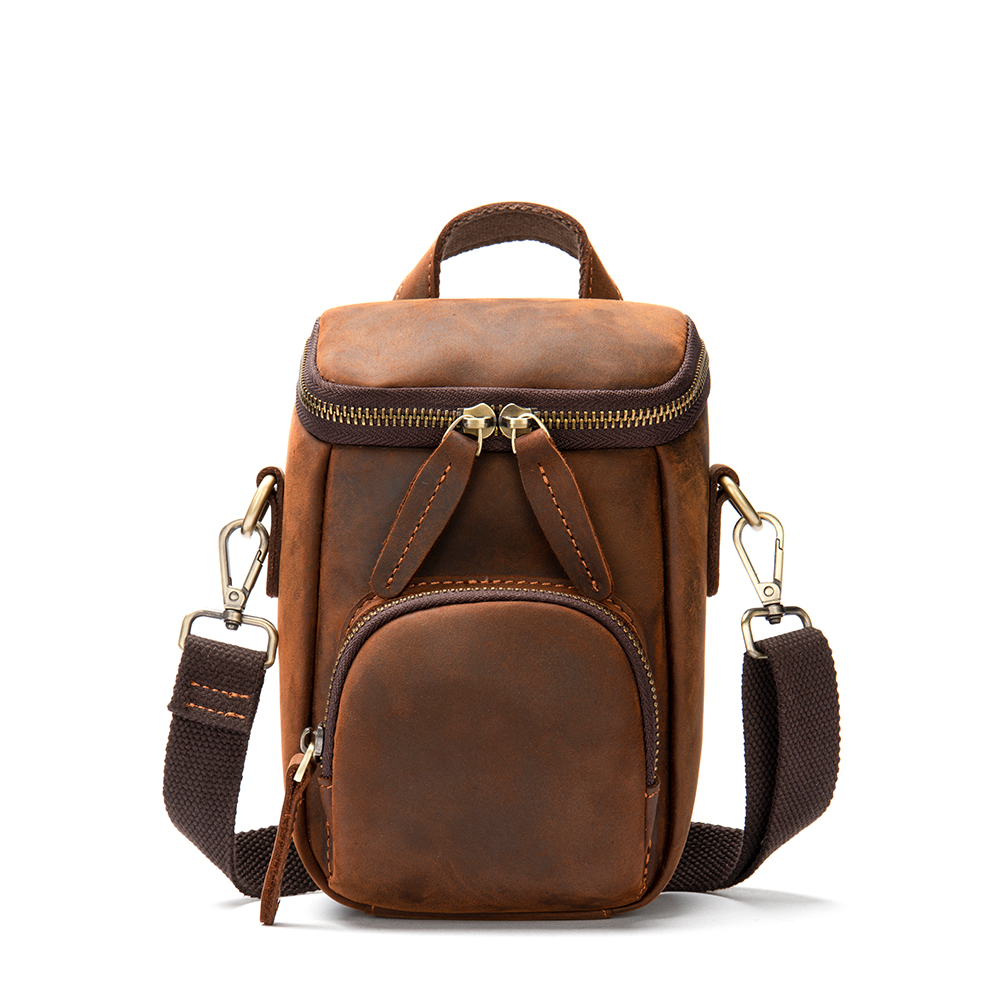 Vintage Crazy Horse Leather Bag Crossbody Shoulder Handbag Genuine Leather Men Messenger Bag