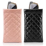 ISO BSCI High Quality Green Brand Eyeglasses Bag  Soft Glasses Case Hot Pink Luxury PU Leather Mesh Pouches For Sunglasses