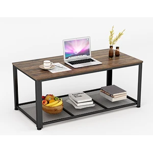 Industrial Coffee Table with Storage Shelf, Coffee Table for Living Room