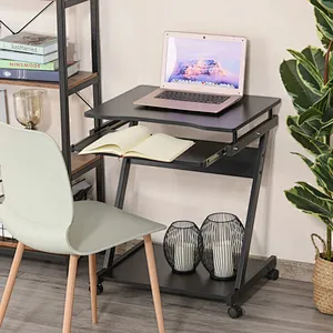 Movable Computer Desk with 4 Moving Wheels Sliding Keyboard Tray Home Office Workstation White