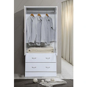 2 Door Bedroom with 2 Storage Drawers, White Finish