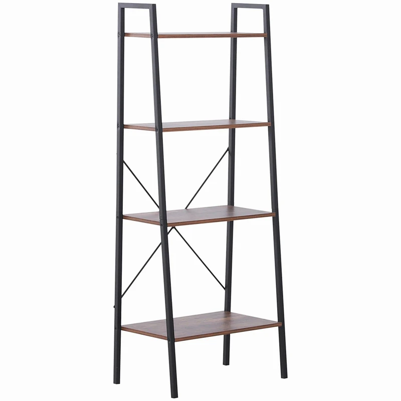 Metal Leaning Ladder Shelf Bookcase Bookshelf Storage Shelves