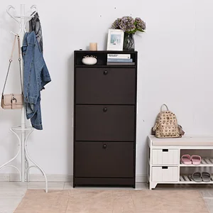 Trendy Shoe Storage Cabinet with 3 Large Fold-out Drawers & a Spacious Top Surface for Small Items