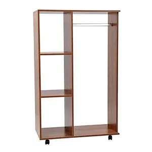 Open Wardrobe with Hanging Rail and Storage Shelves Wheels