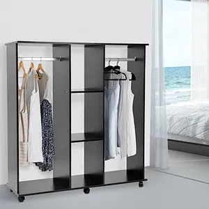 Open Wardrobe with Hanging Rail and Storage Shelves Wheels