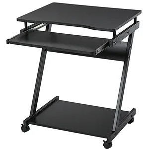 Movable Computer Desk with 4 Moving Wheels Sliding Keyboard Tray Home Office Workstation White