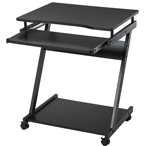 Movable Computer Desk with 4 Moving Wheels Sliding Keyboard Tray Home Office Workstation White