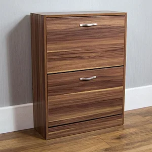 2 Drawer Shoe Cabinet Cupboard Shoe Storage Organiser Pull Down Furniture