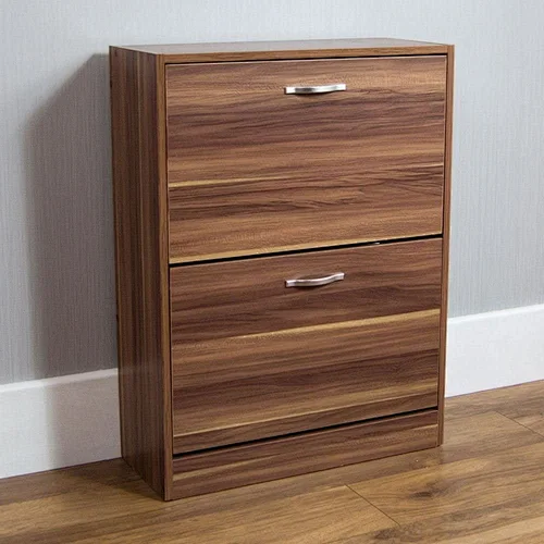 2 Drawer Shoe Cabinet Cupboard Shoe Storage Organiser Pull Down Furniture