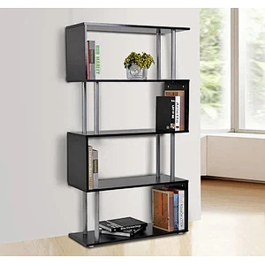 S Shape Bookshelf Bookcase Storage Unit Chest Cupboard Cabinet Home Office Furniture