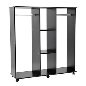 Open Wardrobe with Hanging Rail and Storage Shelves Wheels
