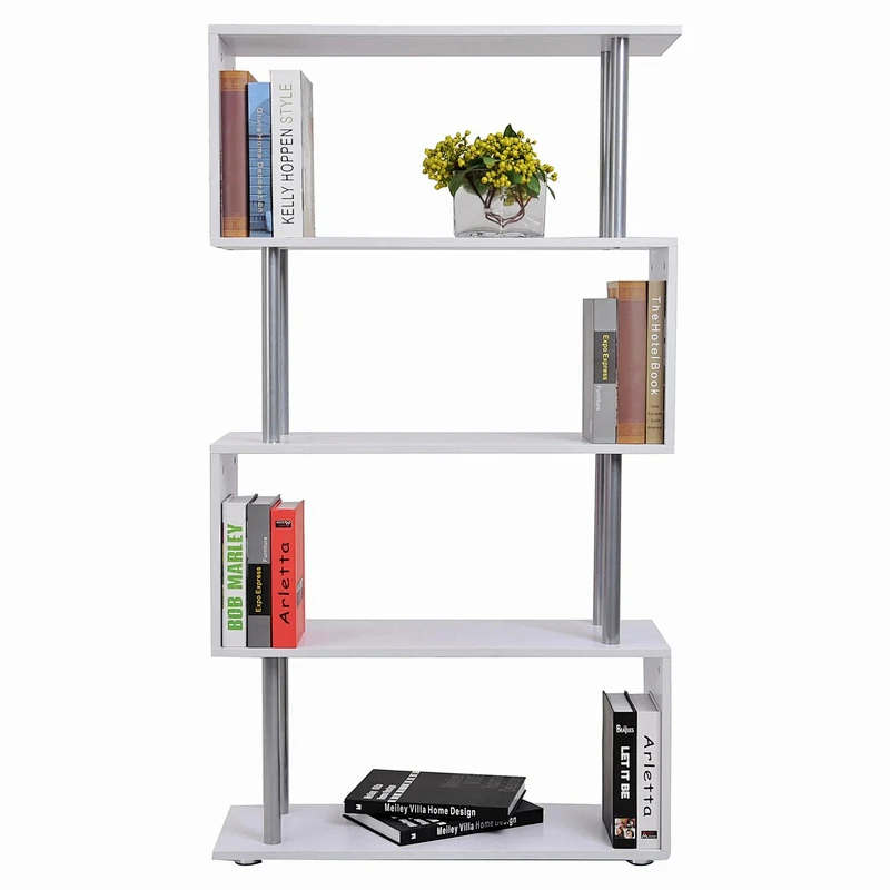 S Shape Bookshelf Bookcase Storage Unit Chest Cupboard Cabinet Home Office Furniture