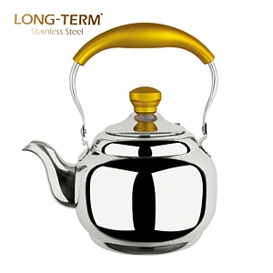 L20060203 Teapots Manufacturer 1L S/S Turkish 0.7Mm Double Tea Kettle With Color Handle