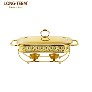 L4716A buffet stainless steel dishes gold sets golden color chaffing dishes for catering