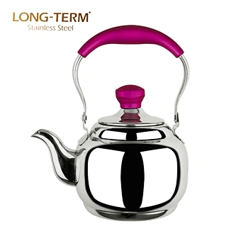 L20060203 Teapots Manufacturer 1L S/S Turkish 0.7Mm Double Tea Kettle With Color Handle