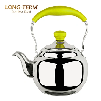 L20060203 Teapots Manufacturer 1L S/S Turkish 0.7Mm Double Tea Kettle With Color Handle